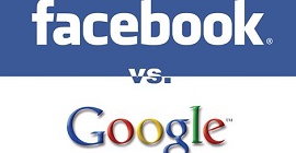 Ilustração do Facebook versus Google