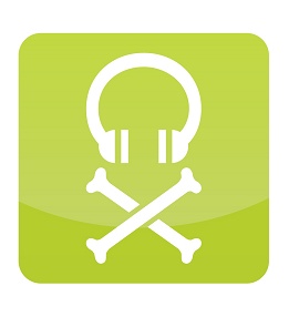 Ilustração de um headfone com um símbolo de pirataria