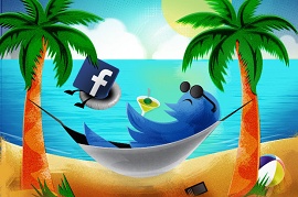 Ilustração mostrando que Twitter e Facebook deixam você 